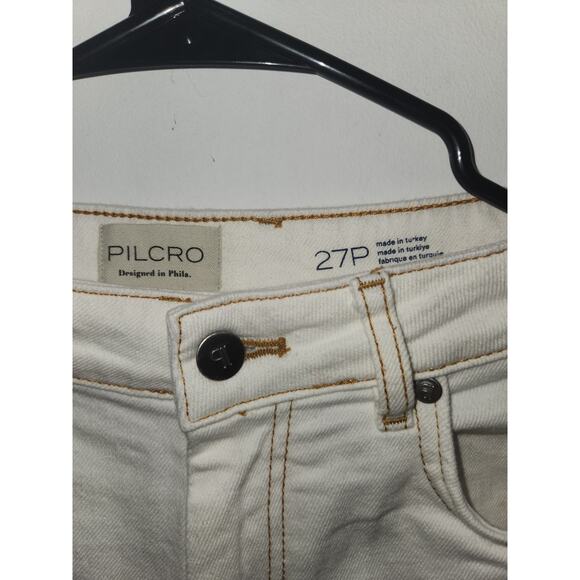 Pilcro anthropologie white cropped jeans straight leg 27P - Picture 2 of 3